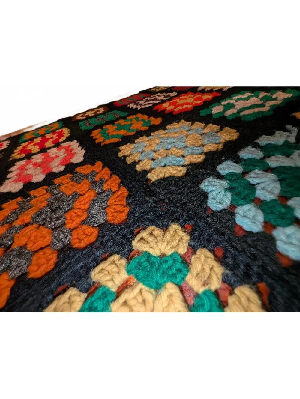 Vintage Handmade Crochet Afghan Blanket 36x66 Inches
